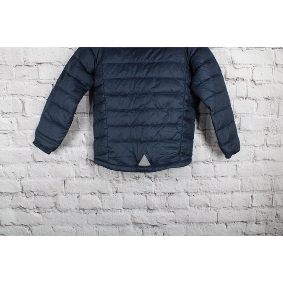 LL Bean Carbon Navy Nylon Hooded Ultralight 650 Down Jacket Size L 14-16 - Picture 7 of 9